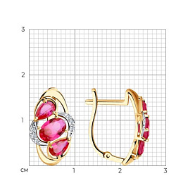 Серьги SOKOLOV - Золото 375, Синтетический рубин, Фианит (арт. 37725868)