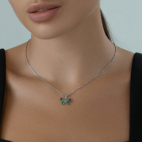 Подвеска SOKOLOV - Серебро 925, Синтетический рубин, Фианит (арт. 94033099)