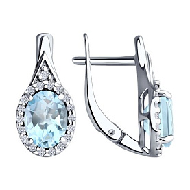 Серьги Diamant - Серебро 925, Топаз, Фианит (арт. 94-320-00179-1)