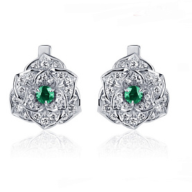 Серьги Platinum Lab. - Платина 950, Изумруд, Изумруд (арт. ПС-040И-02)