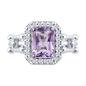 Кольцо SOKOLOV - Серебро 925, Аметист, Фианит (арт. 92014749)