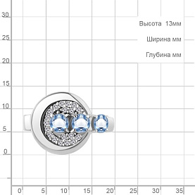 Кольцо Аквамарин - Серебро 925, Топаз, Фианит (арт. 6969405А.5)