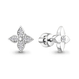 Серьги Аквамарин - Серебро 925, Фианит (арт. 401084А.5)