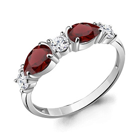 Кольцо Аквамарин - Серебро 925, Гранат, Фианит (арт. 6956503А.5)