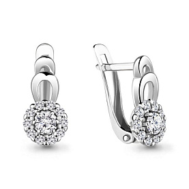 Серьги Аквамарин - Серебро 925, Фианит (арт. 48481А.5)