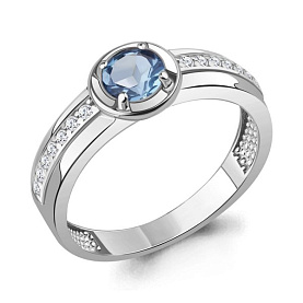 Кольцо Аквамарин - Серебро 925, Топаз, Фианит (арт. 6985205А.5)