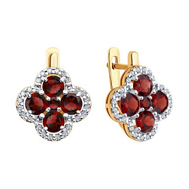 Серьги SOKOLOV - Серебро 925, Гранат, Фианит (арт. 92023125)