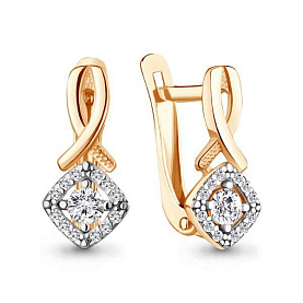 Серьги Аквамарин - Золото 375, Фианит (арт. 400743А.8)