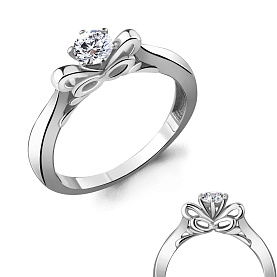 Кольцо Аквамарин - Серебро 925, Фианит (арт. 68569А.5)