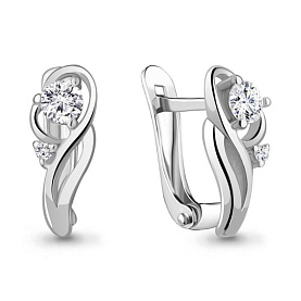 Серьги Аквамарин - Серебро 925, Фианит (арт. 49413А.5)