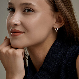 Серьги SOKOLOV - Золото 585, Гранат, Фианит (арт. 729315)