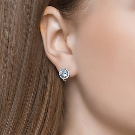 Серьги SOKOLOV - Серебро 925, Топаз, Фианит (арт. 92021162)
