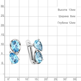 Серьги Аквамарин - Серебро 925, Топаз, Фианит (арт. 4751305.5)