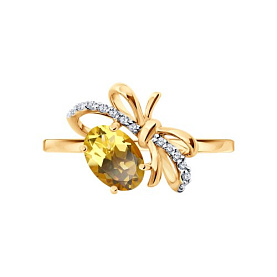 Кольцо SOKOLOV - Золото 585, Фианит, Цитрин (арт. 717362)