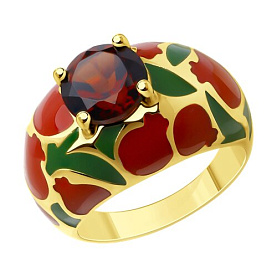 Кольцо Diamant - Серебро 925, Синтетический гранат, Эмаль (арт. 93-310-01707-1)