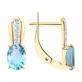 Серьги SOKOLOV - Золото 375, Топаз, Фианит (арт. 37725844)