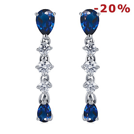 Серьги Platinum Lab. - Платина 950, Сапфир (арт. ПС-061С-01)