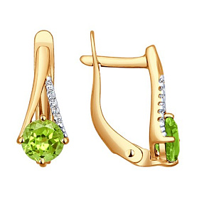 Серьги SOKOLOV - Золото 375, Фианит, Хризолит (арт. 37724217)