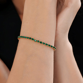 Браслет SOKOLOV - Золото 585, Синтетический изумруд (арт. 750591)