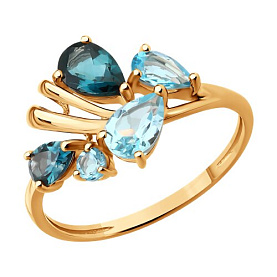 Кольцо SOKOLOV - Золото 585, Топаз, Топаз лондон (арт. 717387)