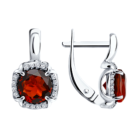 Серьги SOKOLOV - Серебро 925, Гранат, Фианит (арт. 92021681)