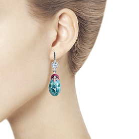 Серьги SOKOLOV - Серебро 925, Фианит, Эмаль (арт. 94023536)