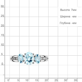 Кольцо Аквамарин - Серебро 925, Топаз (арт. 65021802.5)