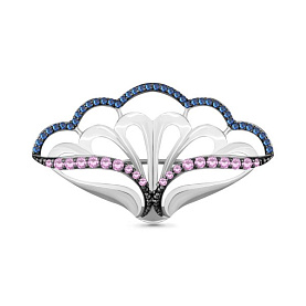 Брошь Аквамарин - Серебро 925, Синтетический топаз, Фианит (арт. 72768ВБ.5)