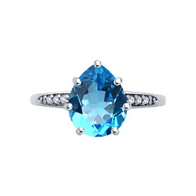 Кольцо Diamant - Серебро 925, Топаз, Фианит (арт. 94-310-02059-1)
