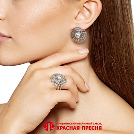 Серьги Красная пресня - Серебро 925 (арт. 33015992)