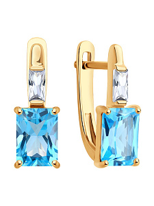 Серьги SOKOLOV - Золото 585, Топаз, Фианит (арт. 728979)