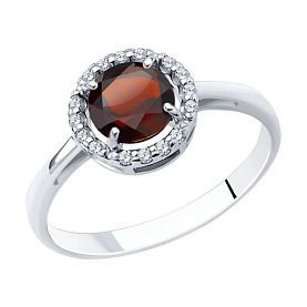 Кольцо SOKOLOV - Серебро 925, Гранат, Фианит (арт. 92011018)