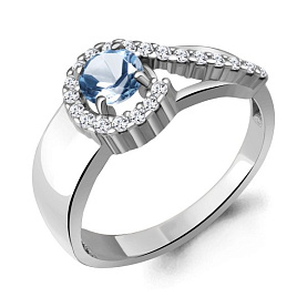 Кольцо Аквамарин - Серебро 925, Топаз, Фианит (арт. 6972205А.5)