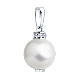 Подвеска Diamant - Серебро 925, Жемчуг синтетический, Фианит (арт. 94-130-00092-1)