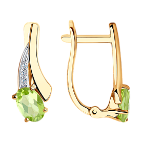 Серьги SOKOLOV - Золото 375, Фианит, Хризолит (арт. 37726001)