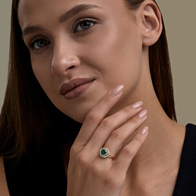 Кольцо SOKOLOV - Золото 585, Агат, Фианит (арт. 717337)