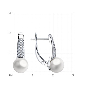 Серьги SOKOLOV - Серебро 925, Жемчуг имитация, Фианит (арт. 94023485)