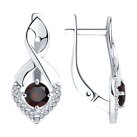 Серьги Diamant - Серебро 925, Гранат, Фианит (арт. 94-320-00380-2)
