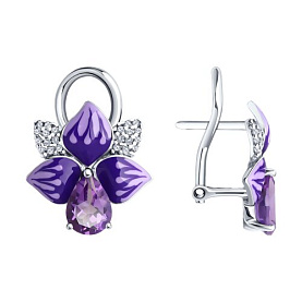 Серьги SOKOLOV - Серебро 925, Аметист, Фианит, Эмаль (арт. 92022995)