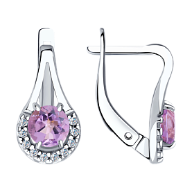 Серьги Diamant - Серебро 925, Аметист, Фианит (арт. 94-320-00504-1)