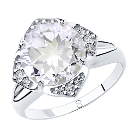 Кольцо SOKOLOV - Серебро 925, Горный хрусталь, Фианит (арт. 92011817)