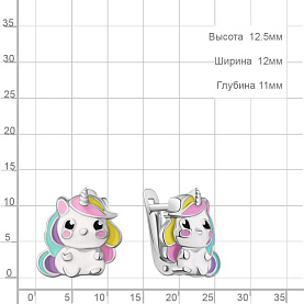 Серьги Аквамарин - Серебро 925, Эмаль (арт. 34753.5)