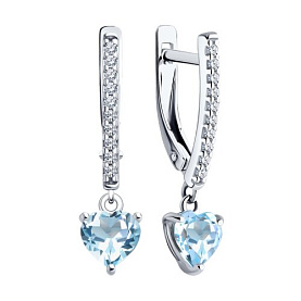 Серьги SOKOLOV - Серебро 925, Топаз, Фианит (арт. 92022945)