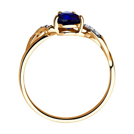Кольцо SOKOLOV - Золото 375, Синтетический сапфир , Фианит (арт. 37716327)