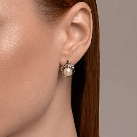 Серьги SOKOLOV - Серебро 925, Жемчуг культивированный, Фианит (арт. 92022958)