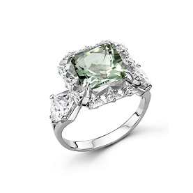 Кольцо Дар - Серебро 925, Празиолит, Фианит (арт. К-5279рс41200)