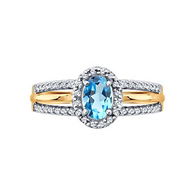 Кольцо SOKOLOV - Золото 585, Топаз, Фианит (арт. 717357)