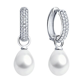 Серьги SOKOLOV - Серебро 925, Жемчуг культивированный, Фианит (арт. 92022812)