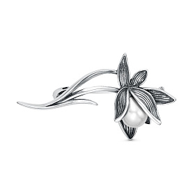 Брошь Красная пресня - Серебро 925, Жемчуг имитация (арт. 13616762)