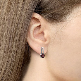Серьги Аквамарин - Серебро 925, Гранат (арт. 45011703.5)